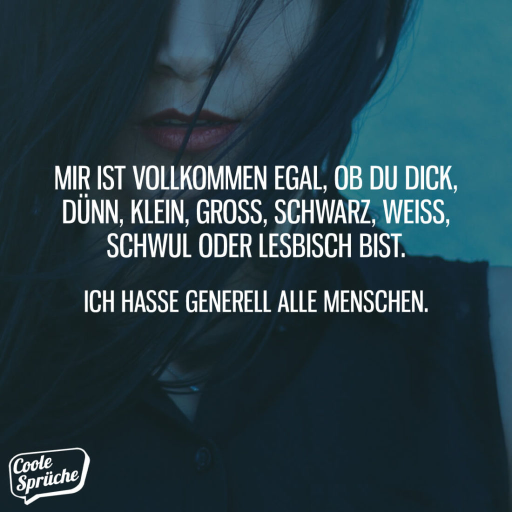 Ich hasse generell alle Menschen Coole Sprüche